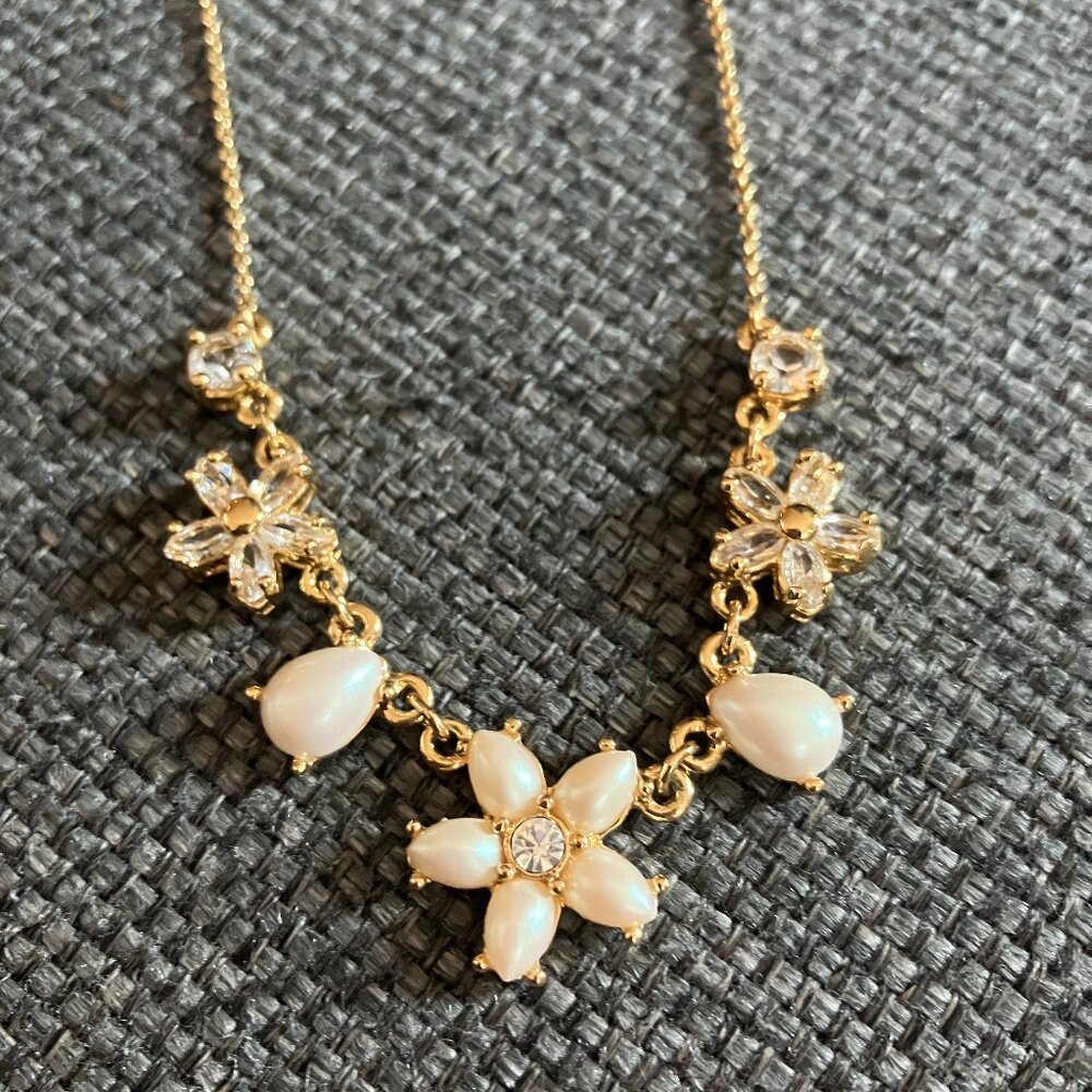 Kate Spade Necklace with Pearl and Crystal Flowers